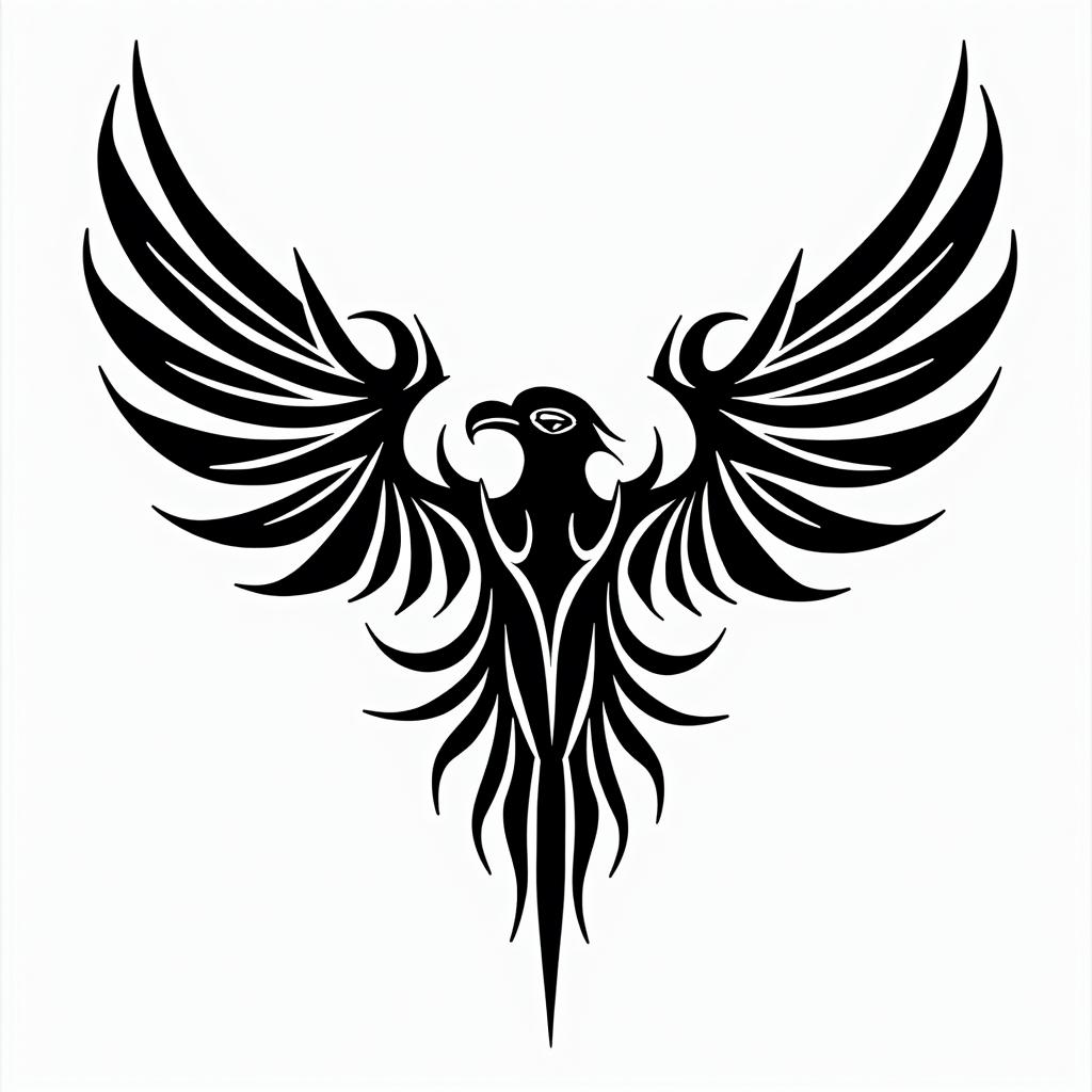 Eagle ray, alien worldin tribal tattoo style, featuring bold and black geometric shapes, curved lines, intertwine and flow seamlessly, creating a powerful and symbolic design, polynesian and maori styles - Variation 4