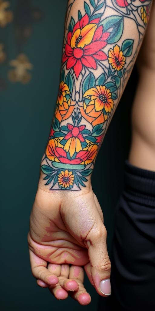 Leonin pop art style tattoo, featuring bold and vibrant colors, exaggerated outlines, iconic imagery, inspired by comic books and speech bubbles, comic book characters, retro pop culture