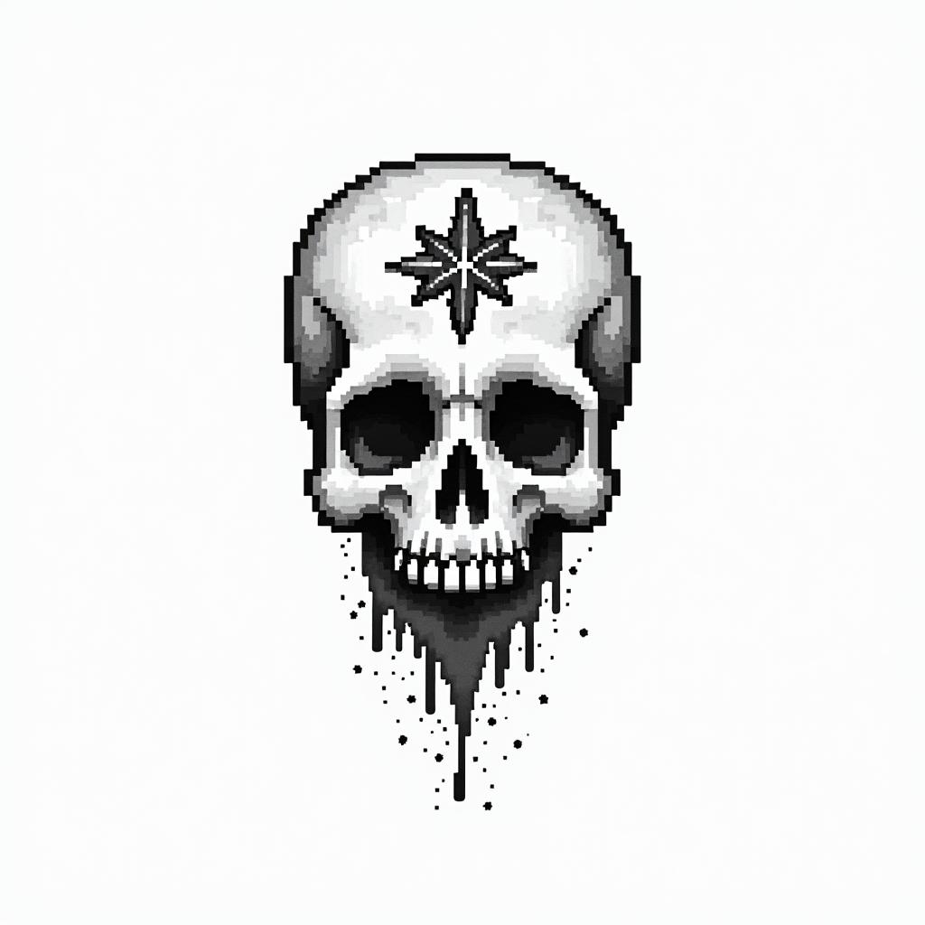 Vinicius, cancer, Campinasin 8-bit tattoo style, minimalistic pixel style tattoo, pixel art with simplified shapes and retro gaming visuals, inspired by 8-bit pixel based detailing