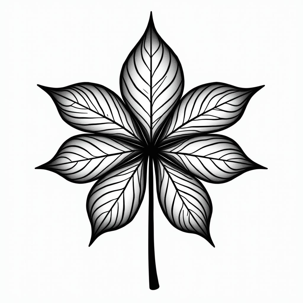 Monstera leaf in geometric style tattoo, blending hexagons, mandala-inspired patterns, symmetrical and fractal design, clean lines, sharp angles - Variation 3