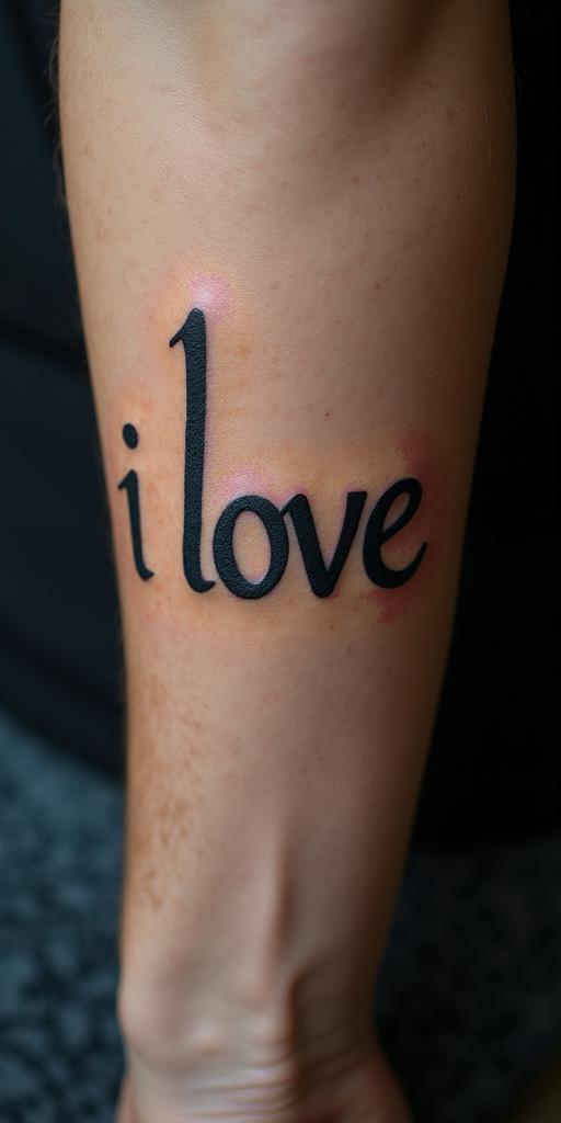 Sandra, I love you.text-based tattoo, gothic font ultra-realistic, perfectly placed, high-quality font design, photo-realistic shading, 8k, high quality, finely detailed typography - Variation 3