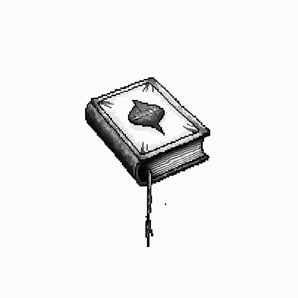 Bookin 8-bit tattoo style, minimalistic pixel style tattoo, pixel art with simplified shapes and retro gaming visuals, inspired by 8-bit pixel based detailing