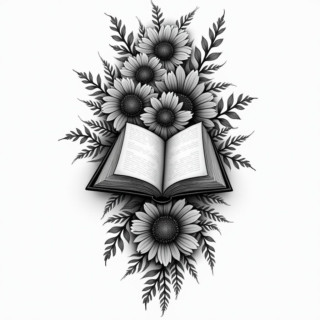 Bookin bohemian style tattoo, 8k - Variation 2