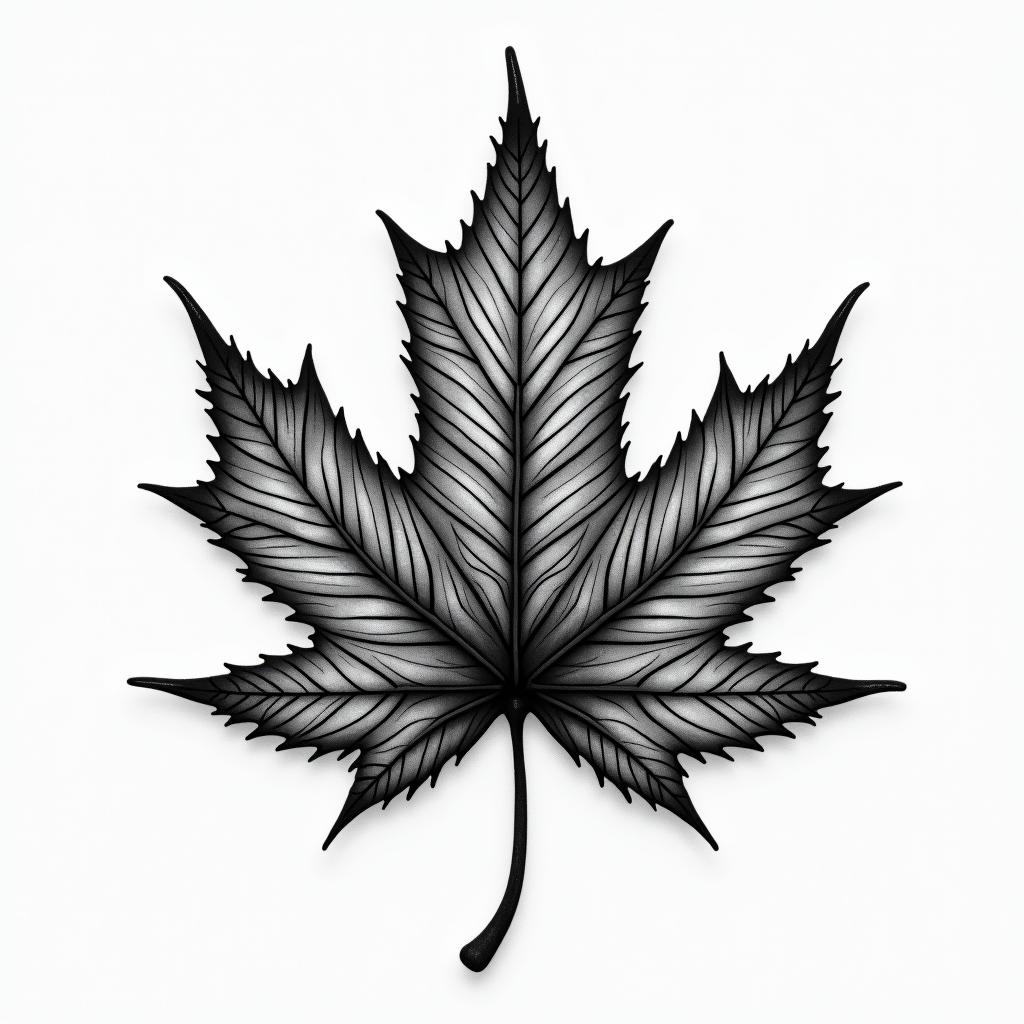 Maple leaf with abstract art insidehigly detailed tattoo - Variation 8