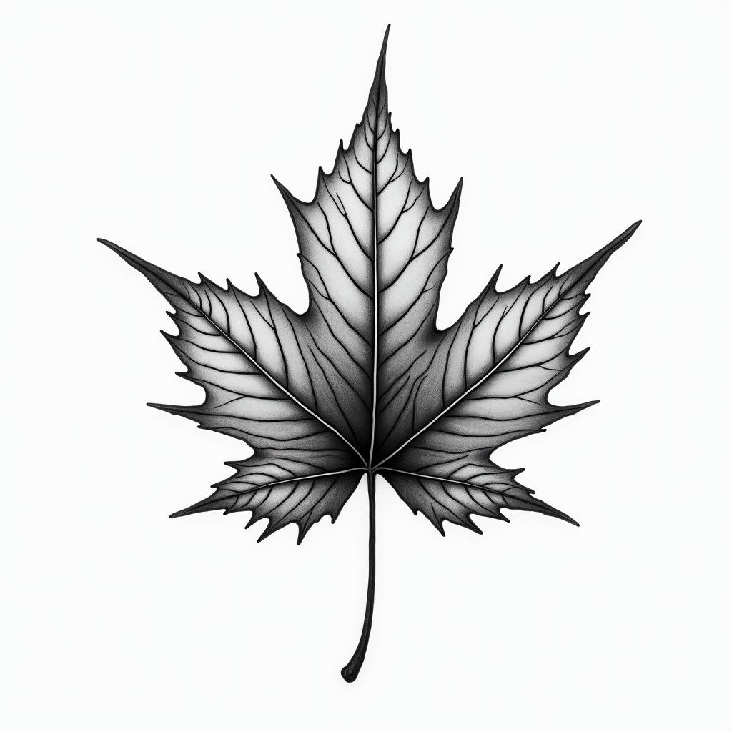 Maple leaf with abstract art insidehigly detailed tattoo - Variation 3