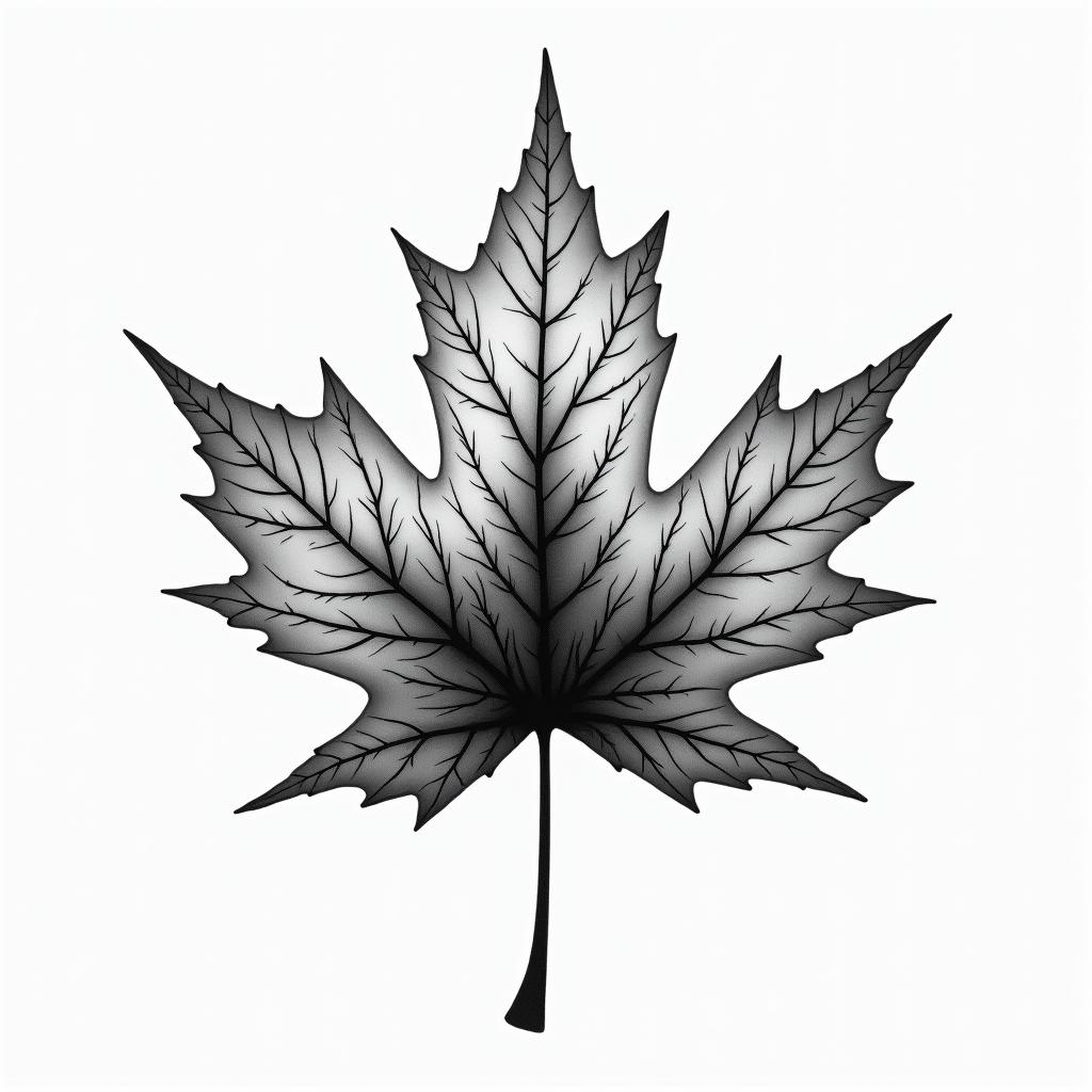Maple leaf with abstract art insidehigly detailed tattoo - Variation 2
