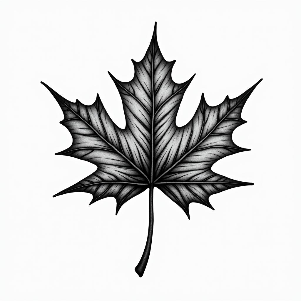 Maple leaf abstract arthigly detailed tattoo - Variation 7
