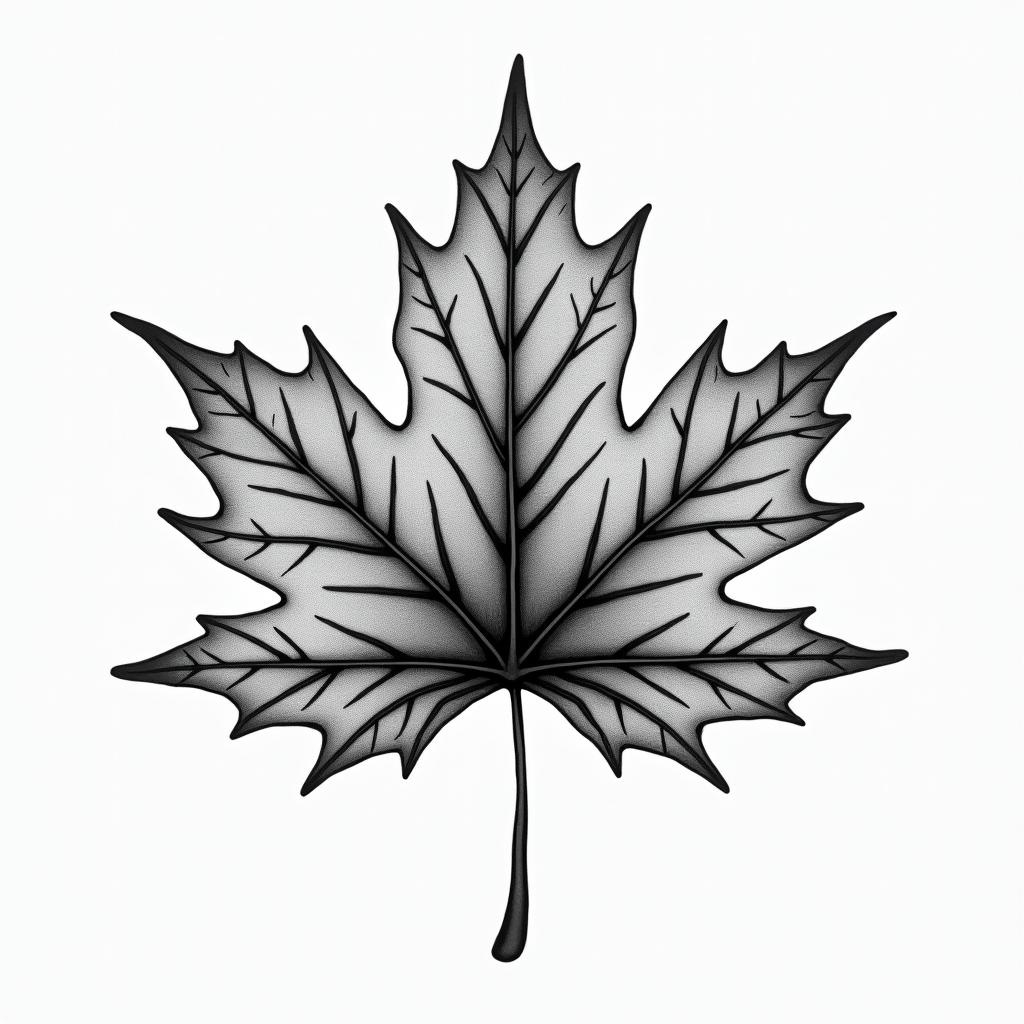 Maple leaf abstract arthigly detailed tattoo - Variation 8