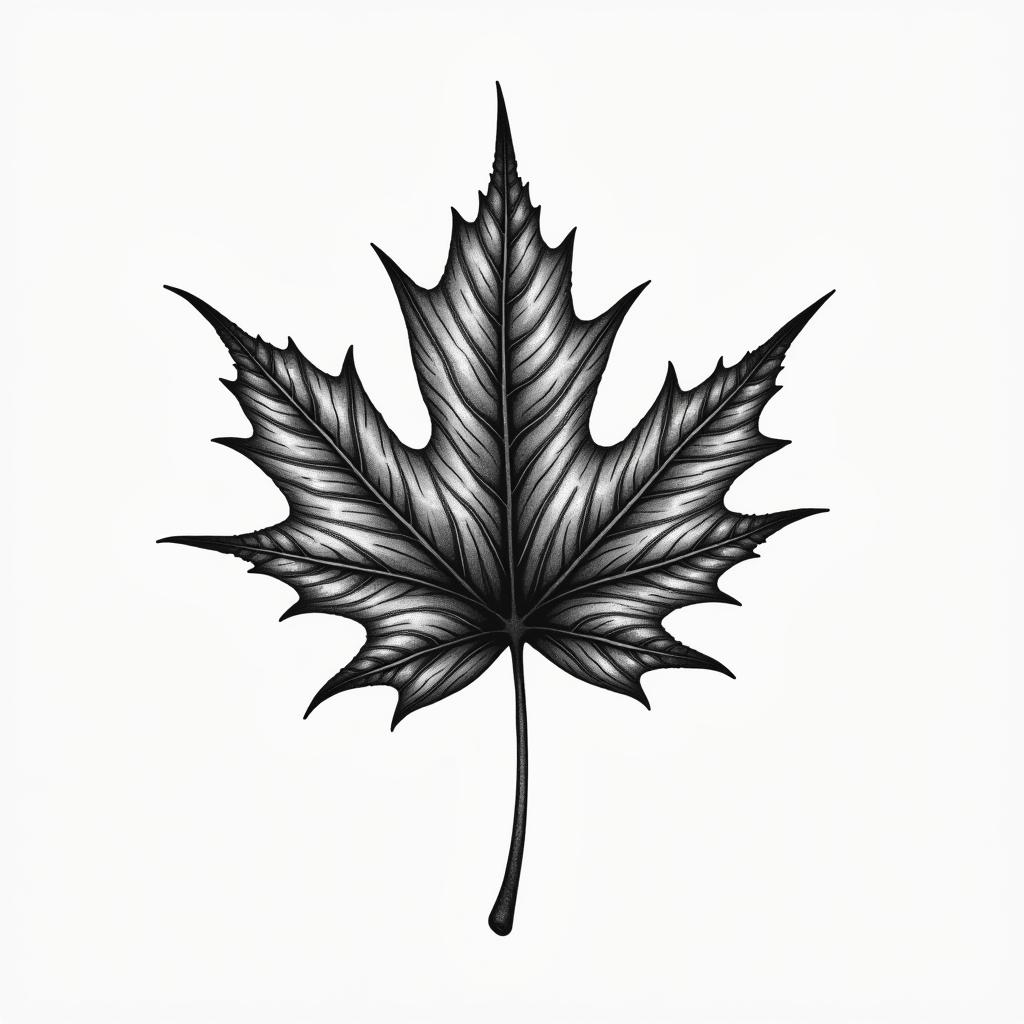 Maple leaf abstract arthigly detailed tattoo - Variation 2