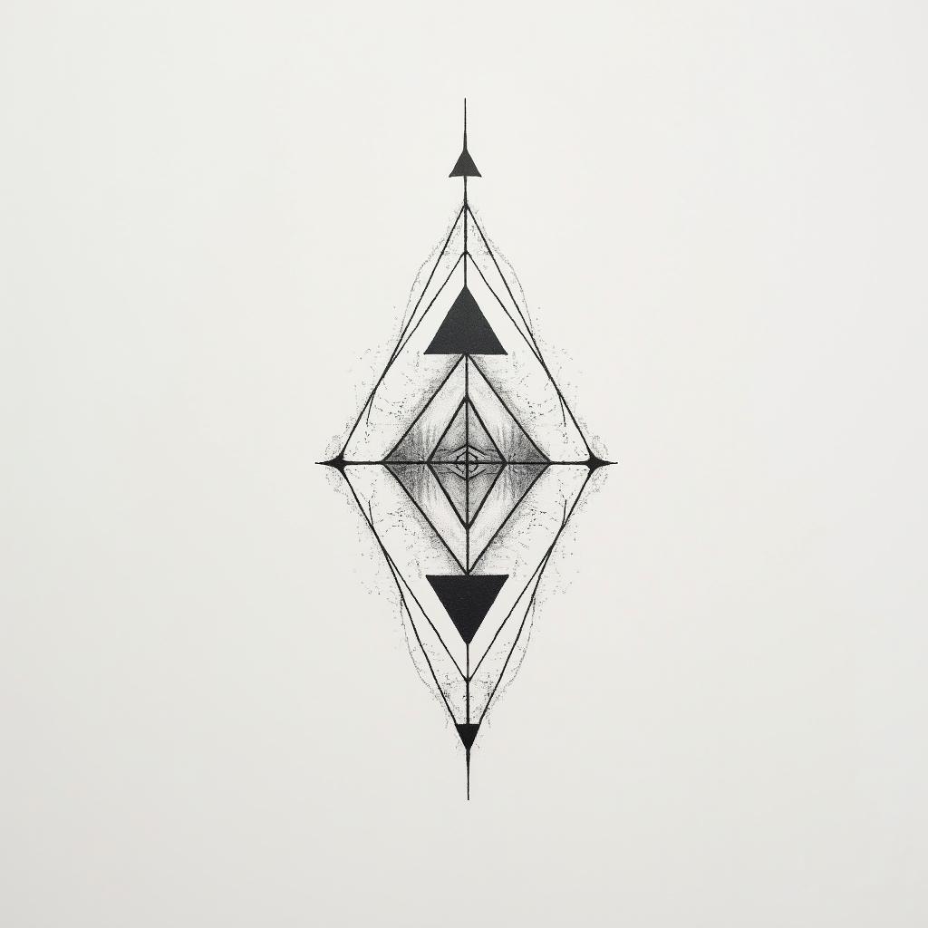 I want dainty tattoos to put on my back. I am an aquarius but want a variety of ideasin minimalist style tattoo, featuring simple shapes and fine lines, with minimal shading and details, tiny triangles, creating a sense of balance and harmony - Variation 2