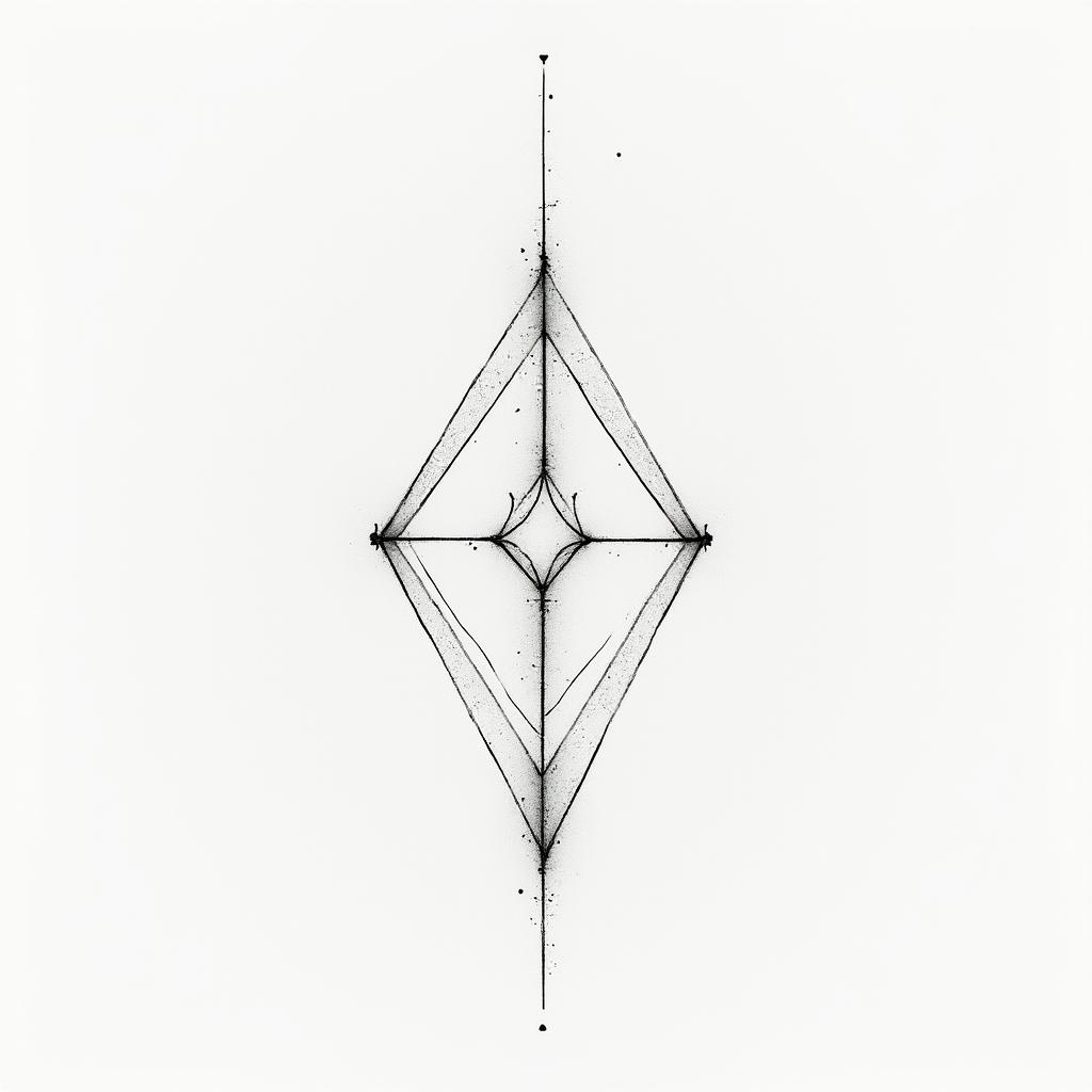 Rebecca, Aquarius, 1992in minimalist style tattoo, featuring simple shapes and fine lines, with minimal shading and details, tiny triangles, creating a sense of balance and harmony - Variation 2