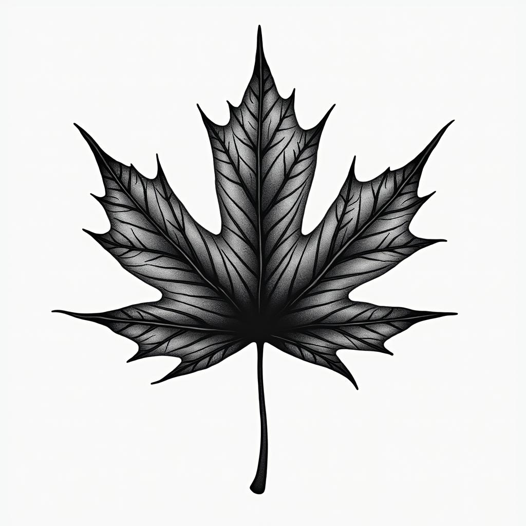 Abstract art maple leafhigly detailed tattoo - Variation 4