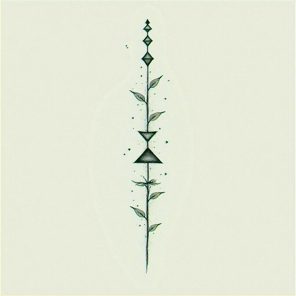 Rebecca, Aquarius, 01/20/1992in minimalist style tattoo, featuring simple shapes and fine lines, with minimal shading and details, tiny triangles, creating a sense of balance and harmony - Variation 2