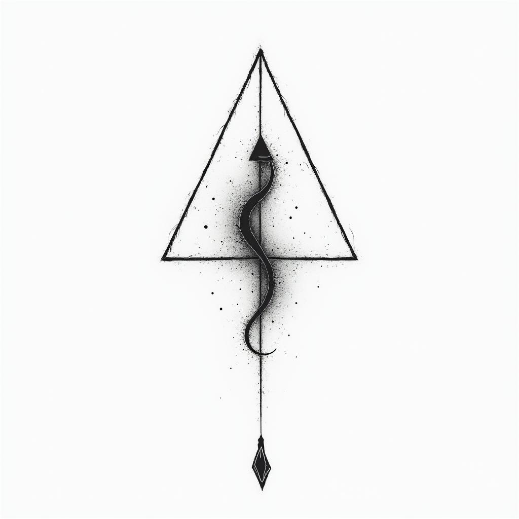 Minimalist, survivor, Nordic runes year, Phoenixin minimalist style tattoo, featuring simple shapes and fine lines, with minimal shading and details, tiny triangles, creating a sense of balance and harmony