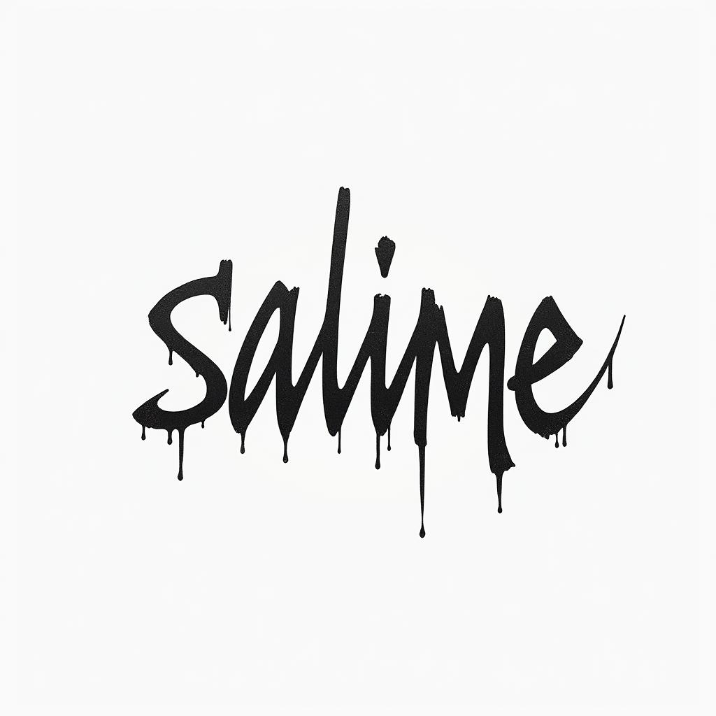 Salmaminimalist text-based tattoo, Monospace font ultra-realistic, perfectly placed, high-quality font design, photo-realistic shading, 8k, high quality, finely detailed typograph - Variation 3