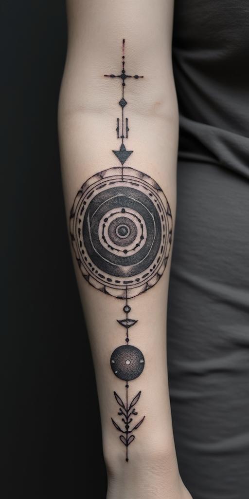 Sydney, Aquarius, momin spiritual symbols tattoo style, featuring an intricate design incorporating elements, Hamsa hand, third eye, minimalist composition