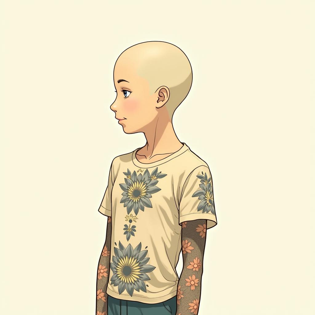 February 7, AquariusGhibli, Studio Ghibli aesthetic, hand-drawn anime style, retro nostalgic atmosphere, retro soft pastel color palette with earthy tones, retro Japanese cinematic shot, yellow tint effect, bald character, smooth surface, anime shadow 90's anime style - Variation 2