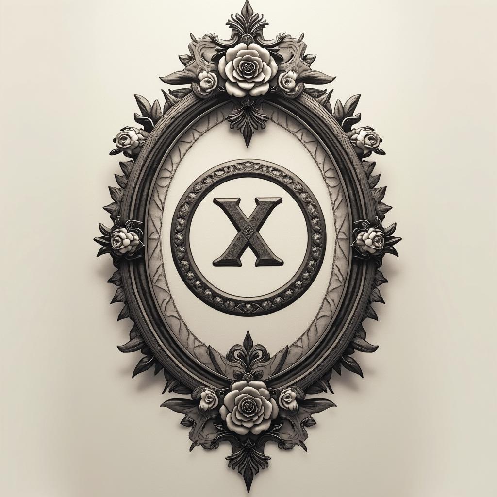 Yggdrasil with the date 11/04/22 for the upper backin victorian style tattoo, featuring vintage and elegant elements, ornate frames, roses, antique, sepia-toned color scheme
