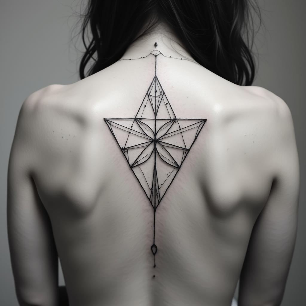 Baby loss memorialin minimalist style tattoo, featuring simple shapes and fine lines, with minimal shading and details, tiny triangles, creating a sense of balance and harmony - Variation 6