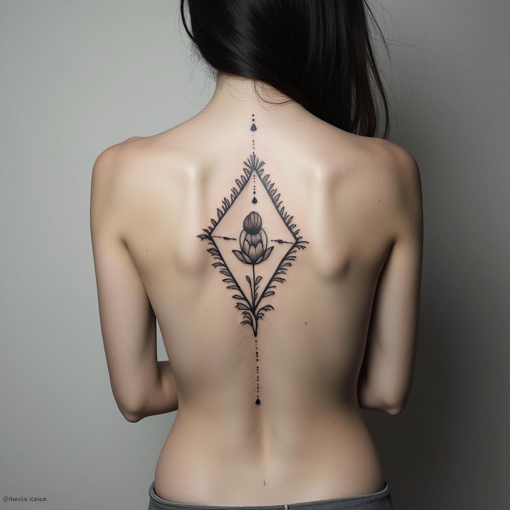 Baby loss memorialin minimalist style tattoo, featuring simple shapes and fine lines, with minimal shading and details, tiny triangles, creating a sense of balance and harmony - Variation 7
