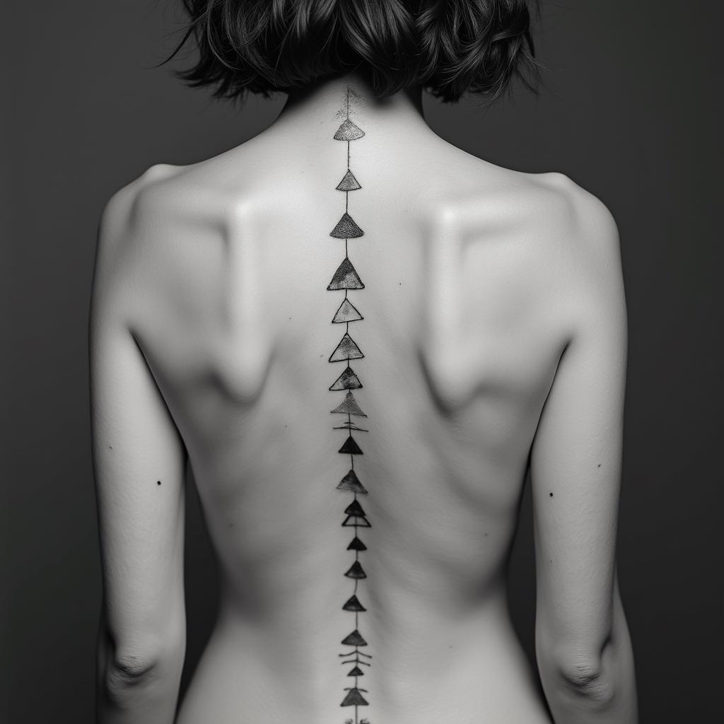 Baby loss memorialin minimalist style tattoo, featuring simple shapes and fine lines, with minimal shading and details, tiny triangles, creating a sense of balance and harmony - Variation 4