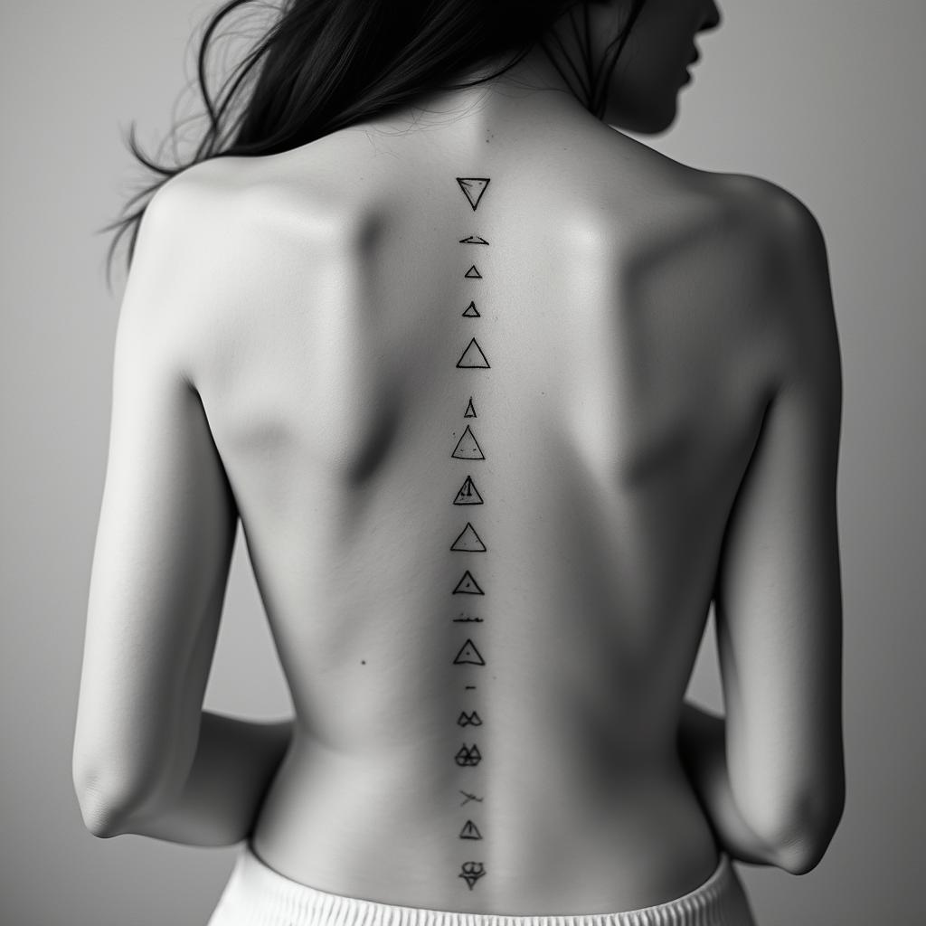 Baby loss memorialin minimalist style tattoo, featuring simple shapes and fine lines, with minimal shading and details, tiny triangles, creating a sense of balance and harmony - Variation 2