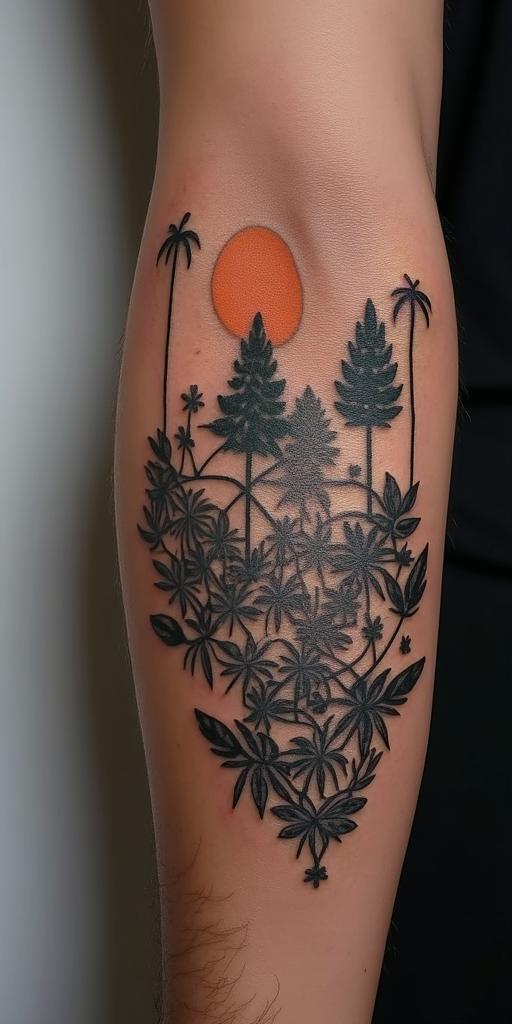 Spruch "No looking back"in new school tattoo, pop culture, modern, detailed tattoo, illustrative