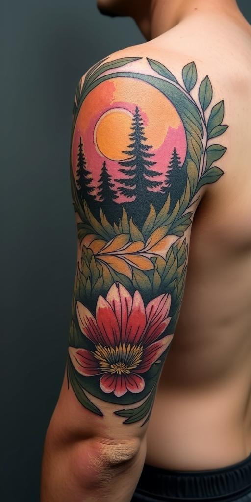 Spruch "No looking back"in new school tattoo, pop culture, modern, detailed tattoo, illustrative - Variation 4