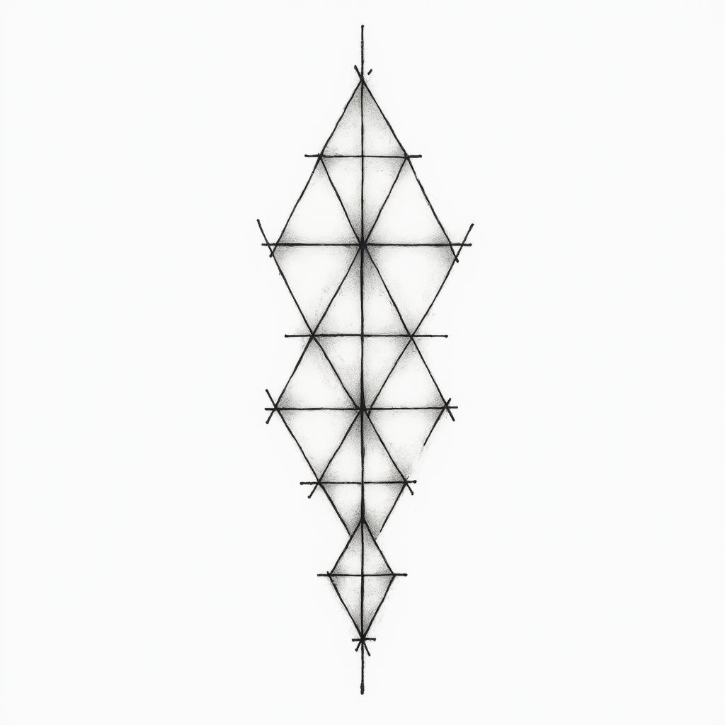 Keondre? Leo, 21in minimalist style tattoo, featuring simple shapes and fine lines, with minimal shading and details, tiny triangles, creating a sense of balance and harmony