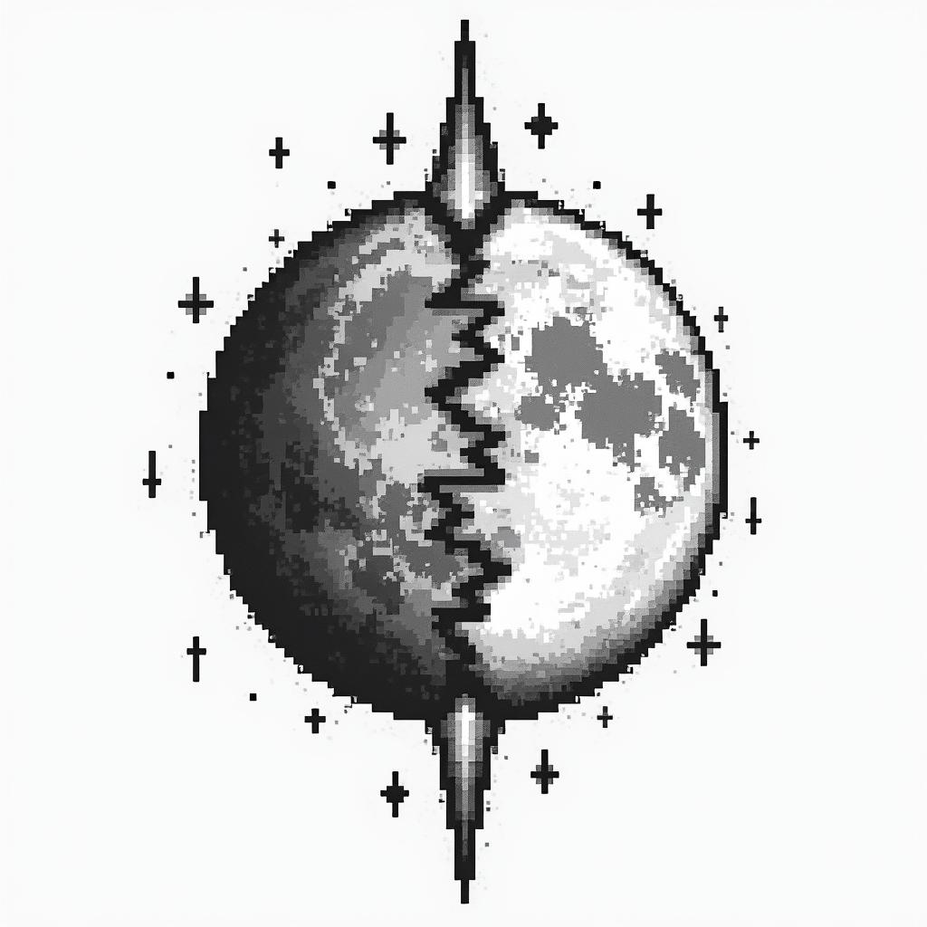 Earth wind air fire space timein 8-bit tattoo style, minimalistic pixel style tattoo, pixel art with simplified shapes and retro gaming visuals, inspired by 8-bit pixel based detailing - Variation 4