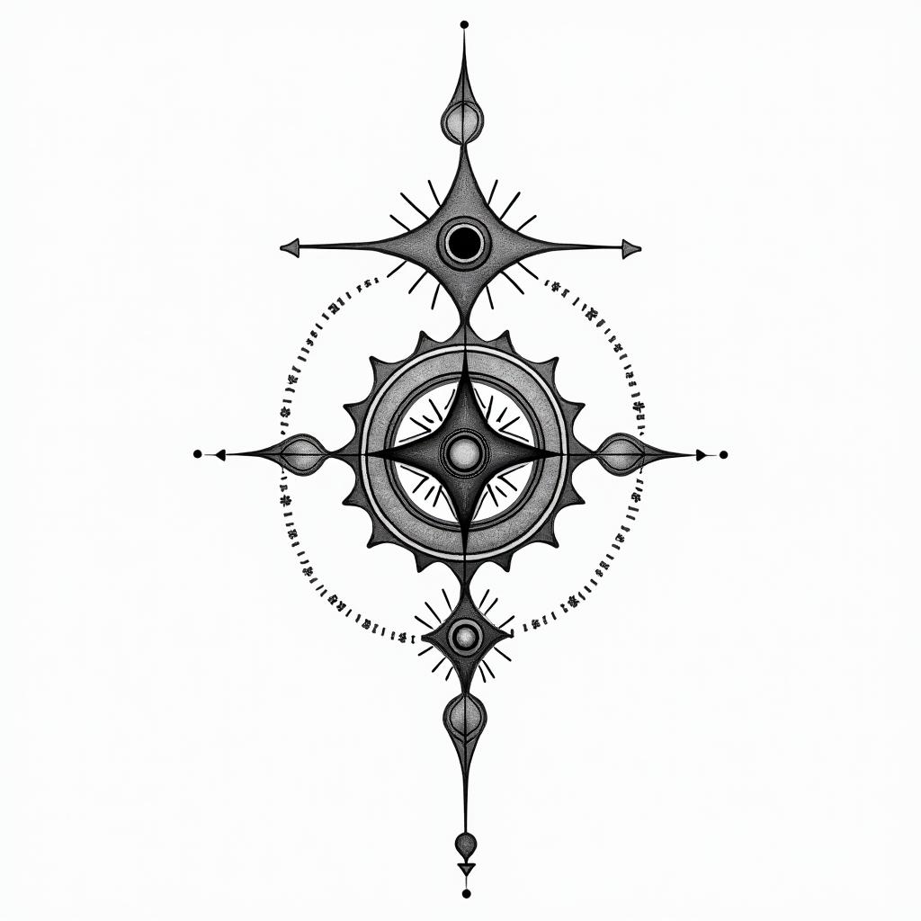 Kira Sagittariusin spiritual symbols tattoo style, featuring an intricate design incorporating elements, Hamsa hand, third eye, minimalist composition - Variation 2