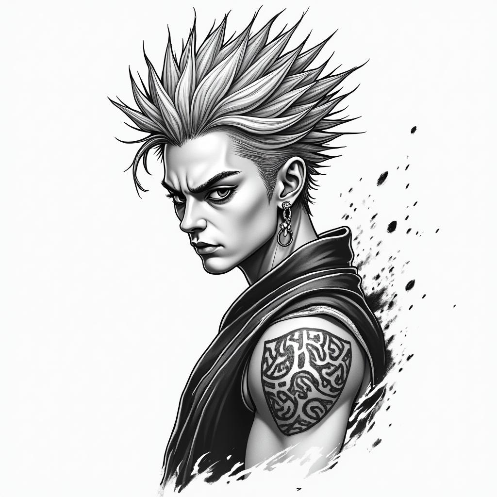Jujutsu Kaisenin new school tattoo, pop culture, modern, detailed tattoo, illustrative