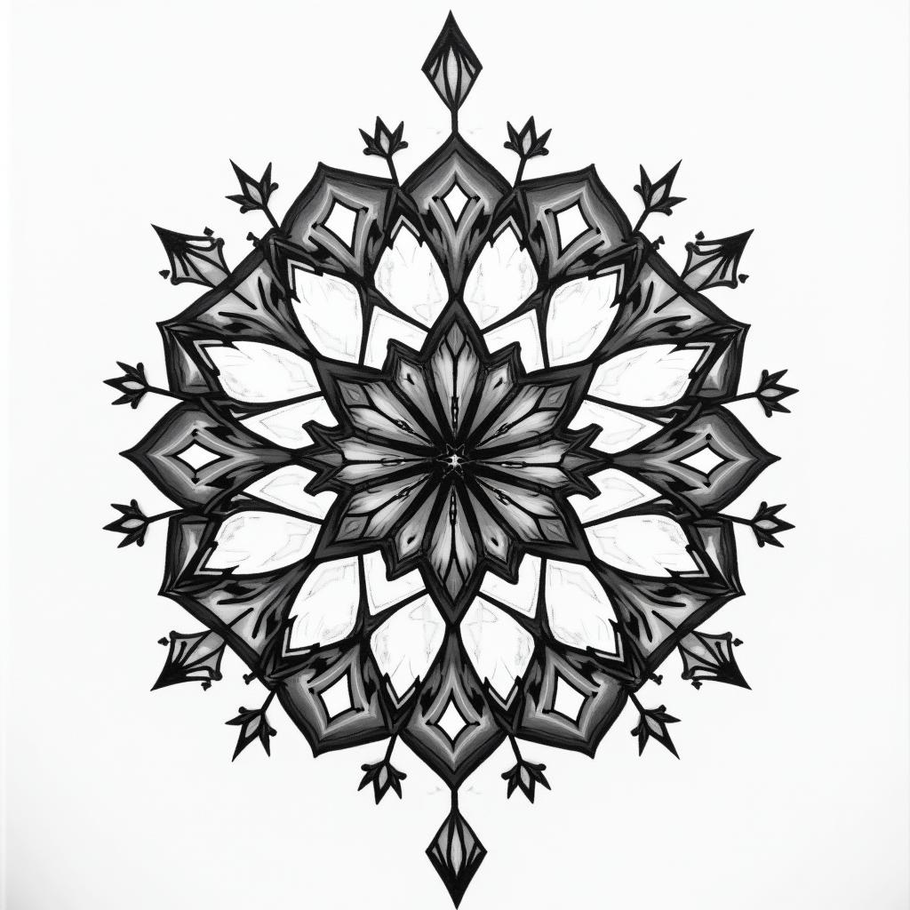 And the spirit reigns over the flesh. in geometric style tattoo, blending hexagons, mandala-inspired patterns, symmetrical and fractal design, clean lines, sharp angles - Variation 1