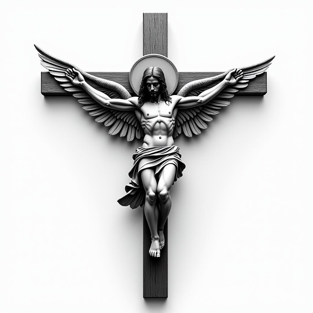 Christian, new, cross, god, angel, jesushigly detailed tattoo
