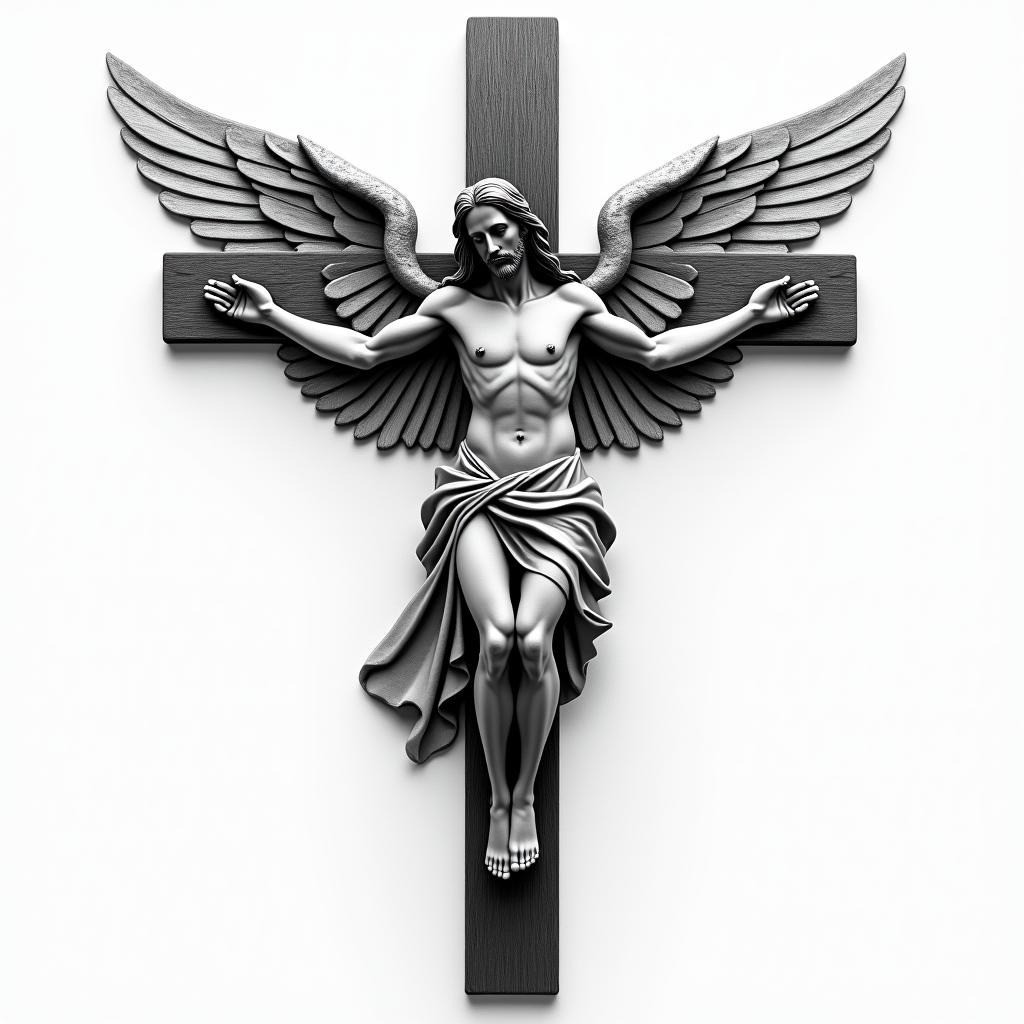 Christian, new, cross, god, angel, jesushigly detailed tattoo - Variation 3