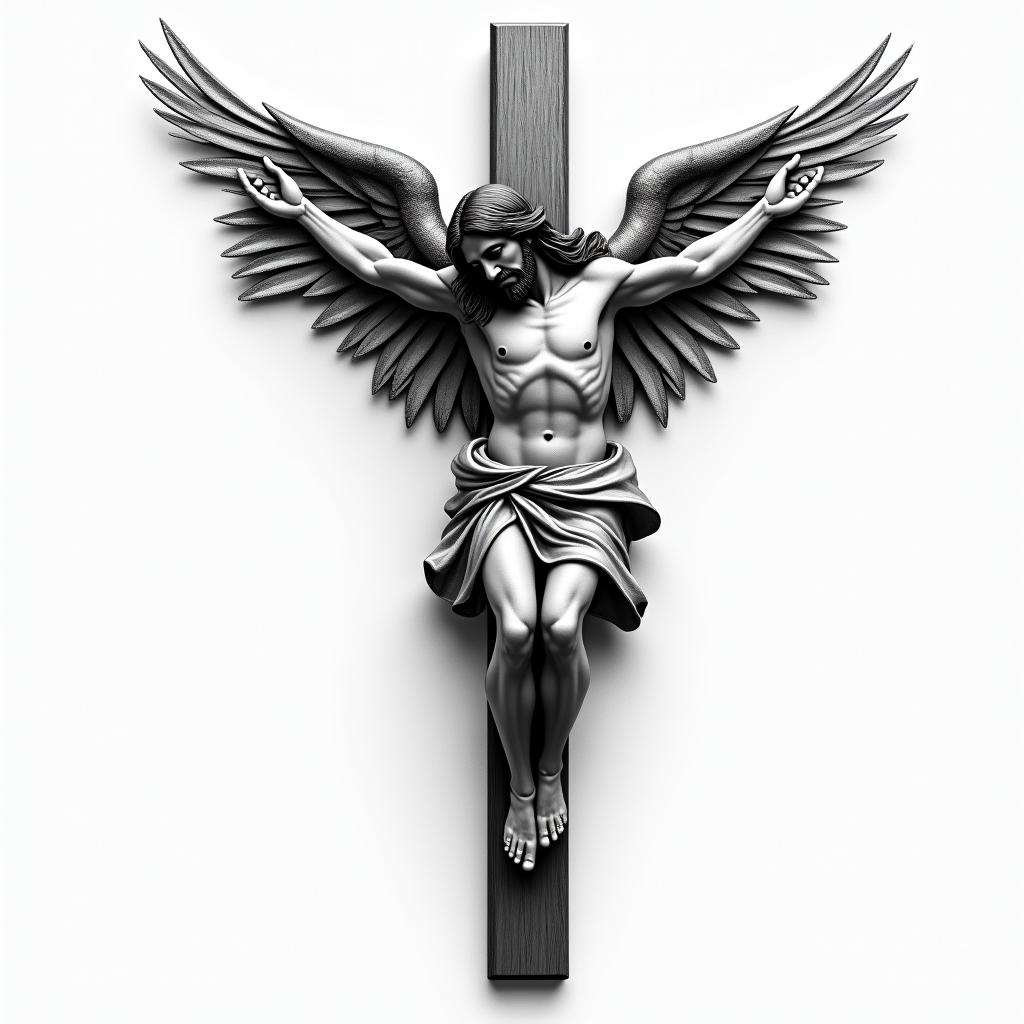 Christian, new, cross, god, angel, jesushigly detailed tattoo - Variation 4