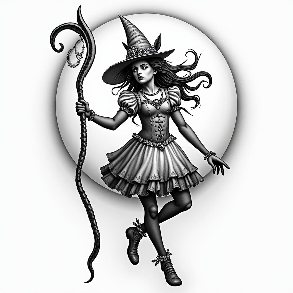 Alice
in Wonderland Sagittarius, moonlighthigly detailed tattoo - Variation 6