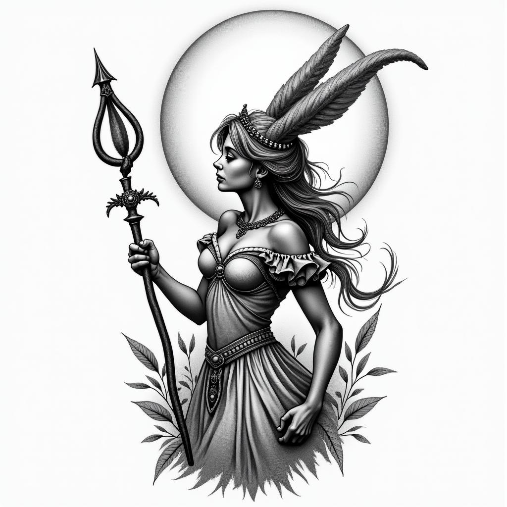 Alice
in Wonderland Sagittarius, moonlighthigly detailed tattoo - Variation 2