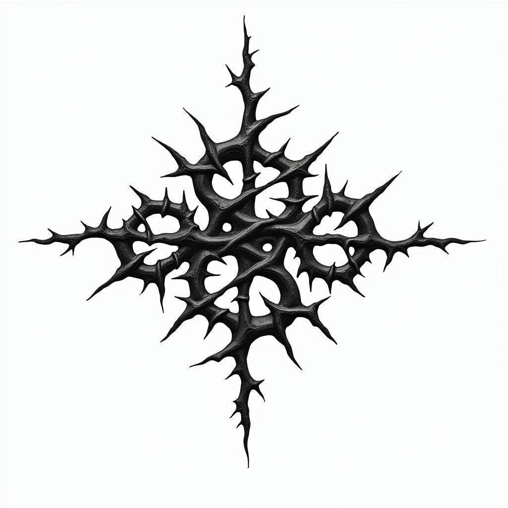 Barbed wirein tribal tattoo style, featuring bold and black geometric shapes, curved lines, intertwine and flow seamlessly, creating a powerful and symbolic design, polynesian and maori styles