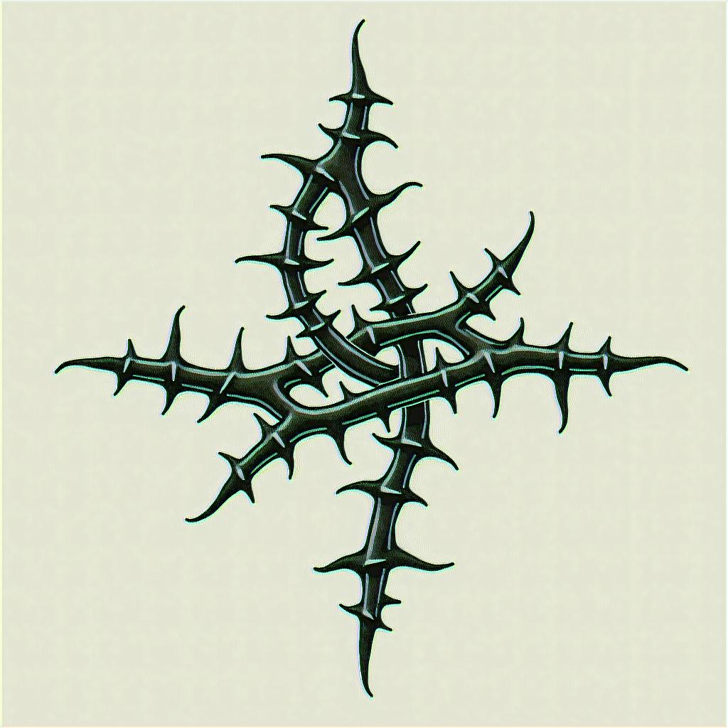 Barbed wirein tribal tattoo style, featuring bold and black geometric shapes, curved lines, intertwine and flow seamlessly, creating a powerful and symbolic design, polynesian and maori styles - Variation 3