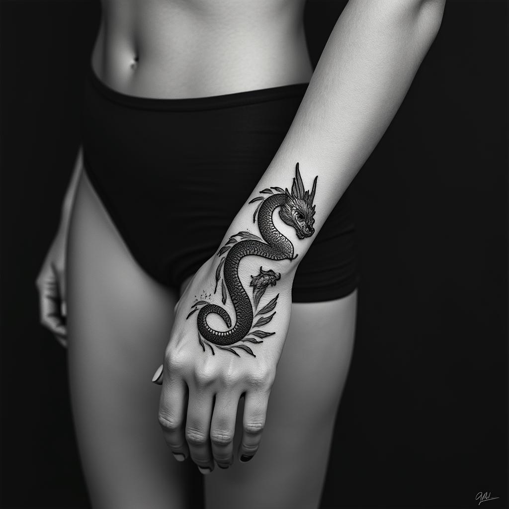 May, Taurus year of the dragon, Philippineshigly detailed tattoo - Variation 2