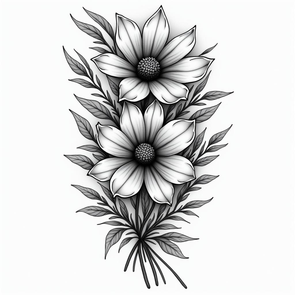 Floral 18 cmin bohemian style tattoo, 8k - Variation 2