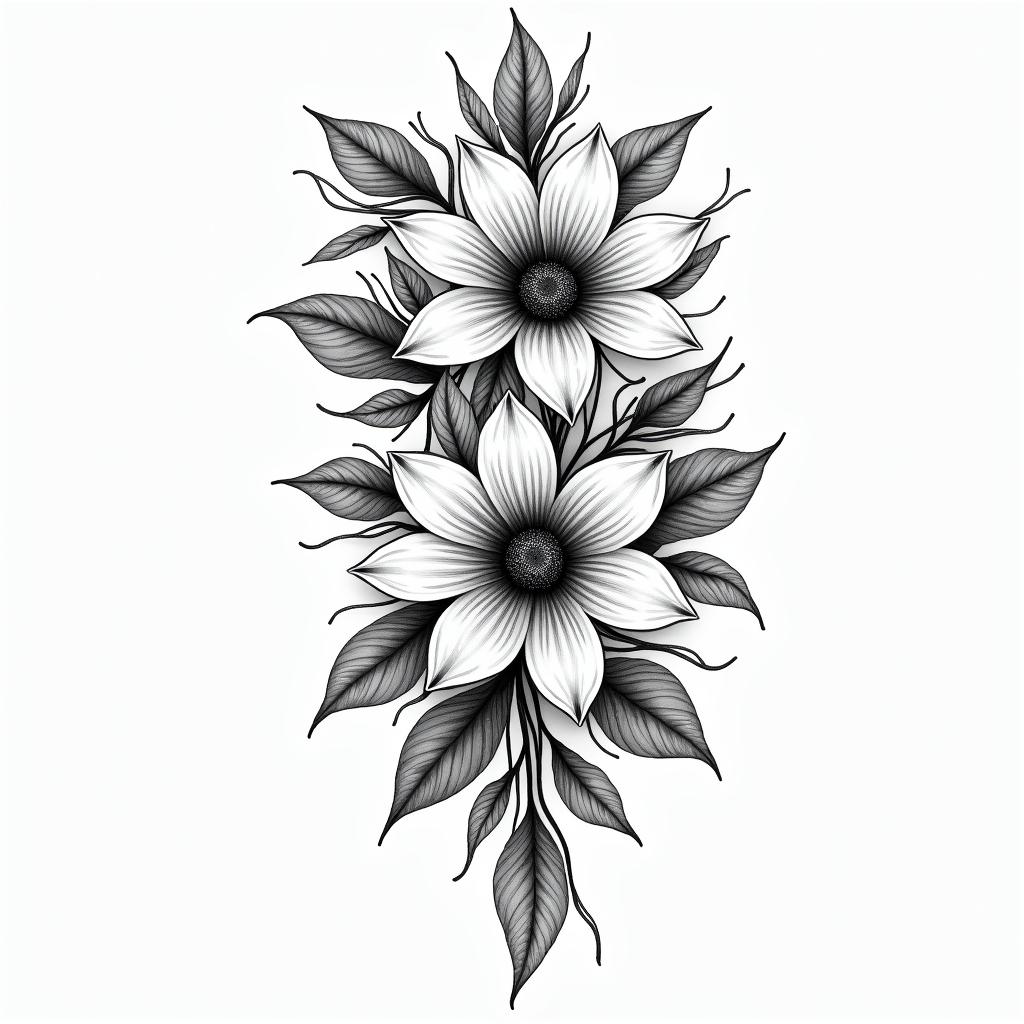 Floral 18 cmin bohemian style tattoo, 8k