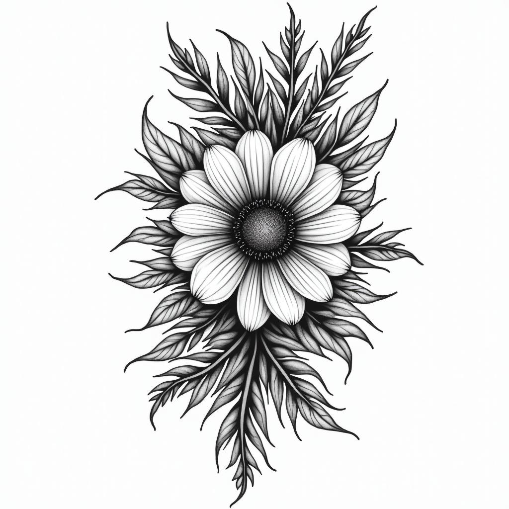 Floral 18 cmin bohemian style tattoo, 8k - Variation 4