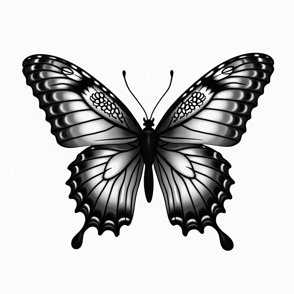 Butterfly with intricate wing patternsin bohemian style tattoo, 8k - Variation 4
