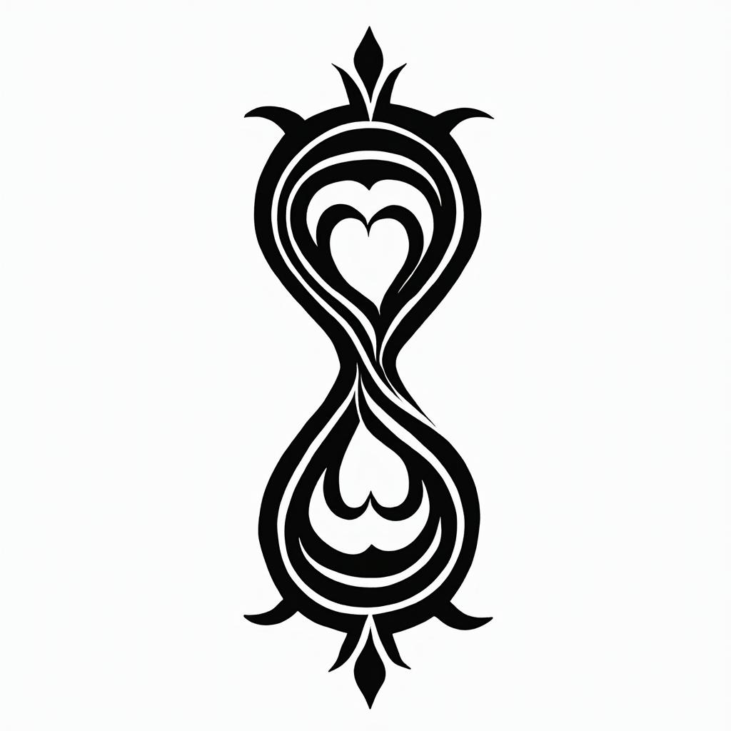 Hourglass, endin tribal tattoo style, featuring bold and black geometric shapes, curved lines, intertwine and flow seamlessly, creating a powerful and symbolic design, polynesian and maori styles - Variation 2