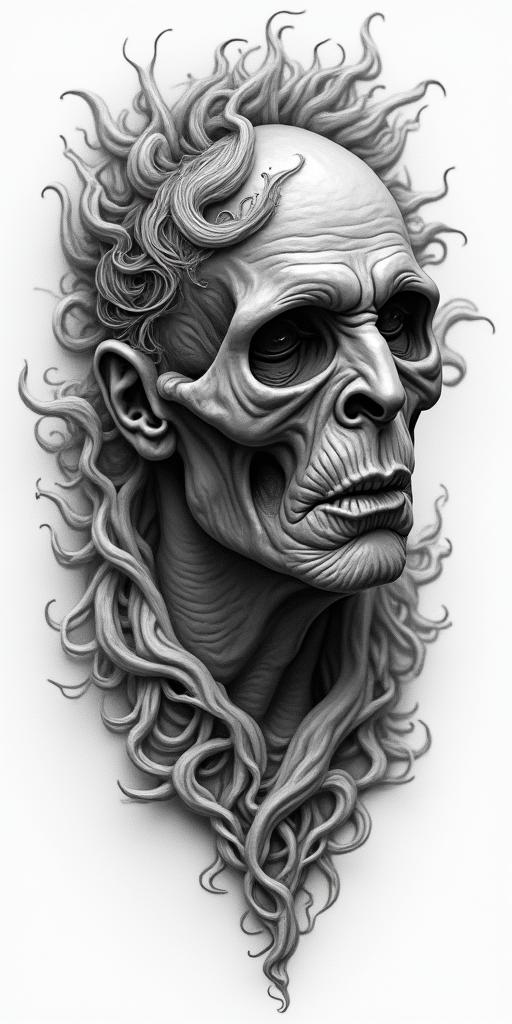 Ogumin realism tattoo style, featuring a highly detailed, lifelike, capturing every detail, photorealistic, ultra realistic, intricate shading, smooth and sharp,   - Variation 4