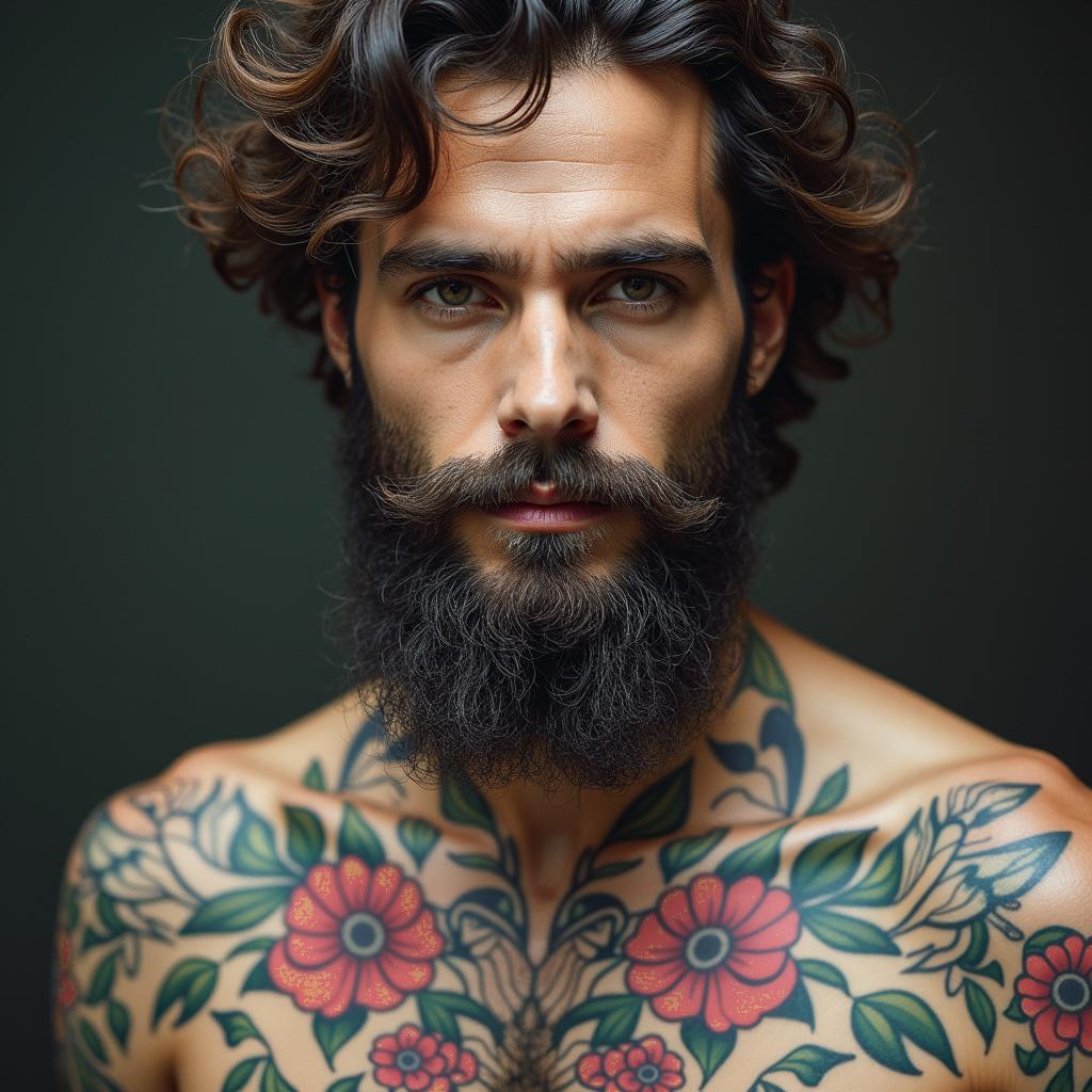 Zeusin portrait tattoo style, featuring a highly realistic and detailed depiction  - Variation 2