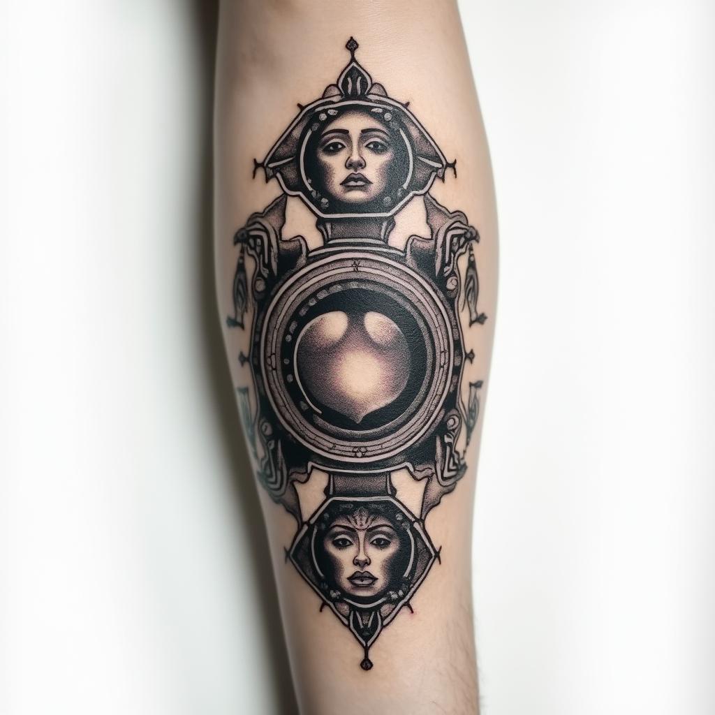 I want a forearm tattoo with three zodiac sign, Libra, Virgo and Pisces.in realism tattoo style, featuring a highly detailed, lifelike, capturing every detail, photorealistic, ultra realistic, intricate shading, smooth and sharp, - Variation 2