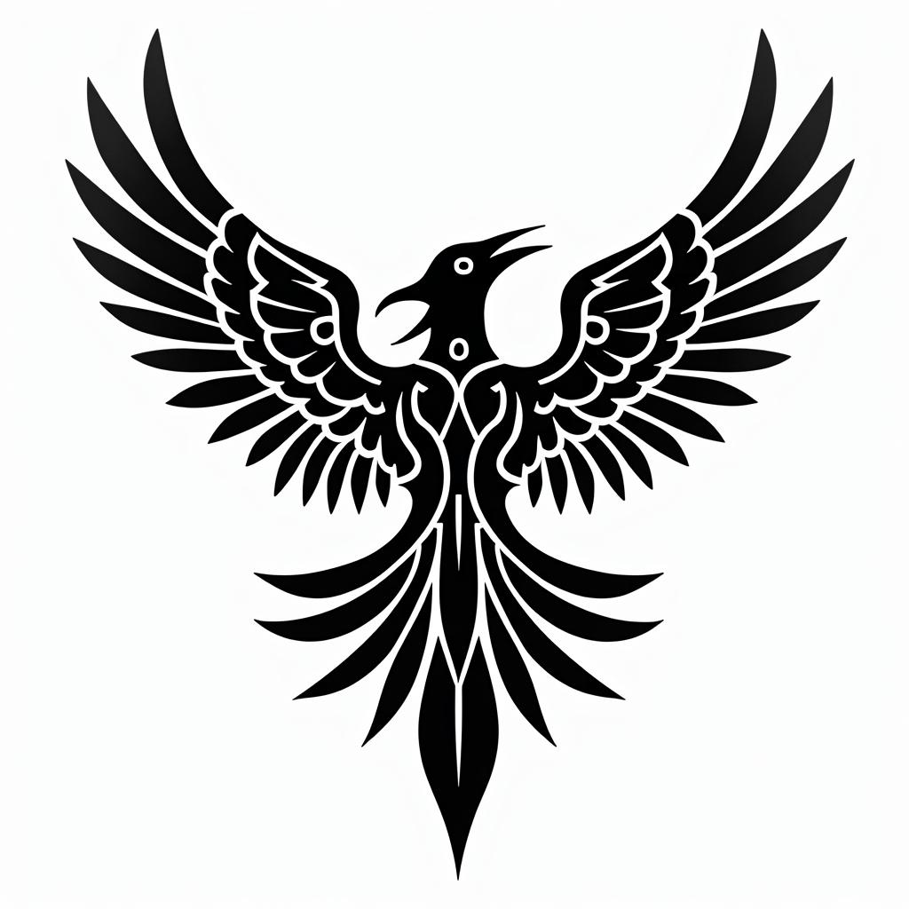 Crows, flapping their wings.in tribal tattoo style, featuring bold and black geometric shapes, curved lines, intertwine and flow seamlessly, creating a powerful and symbolic design, polynesian and maori styles - Variation 2